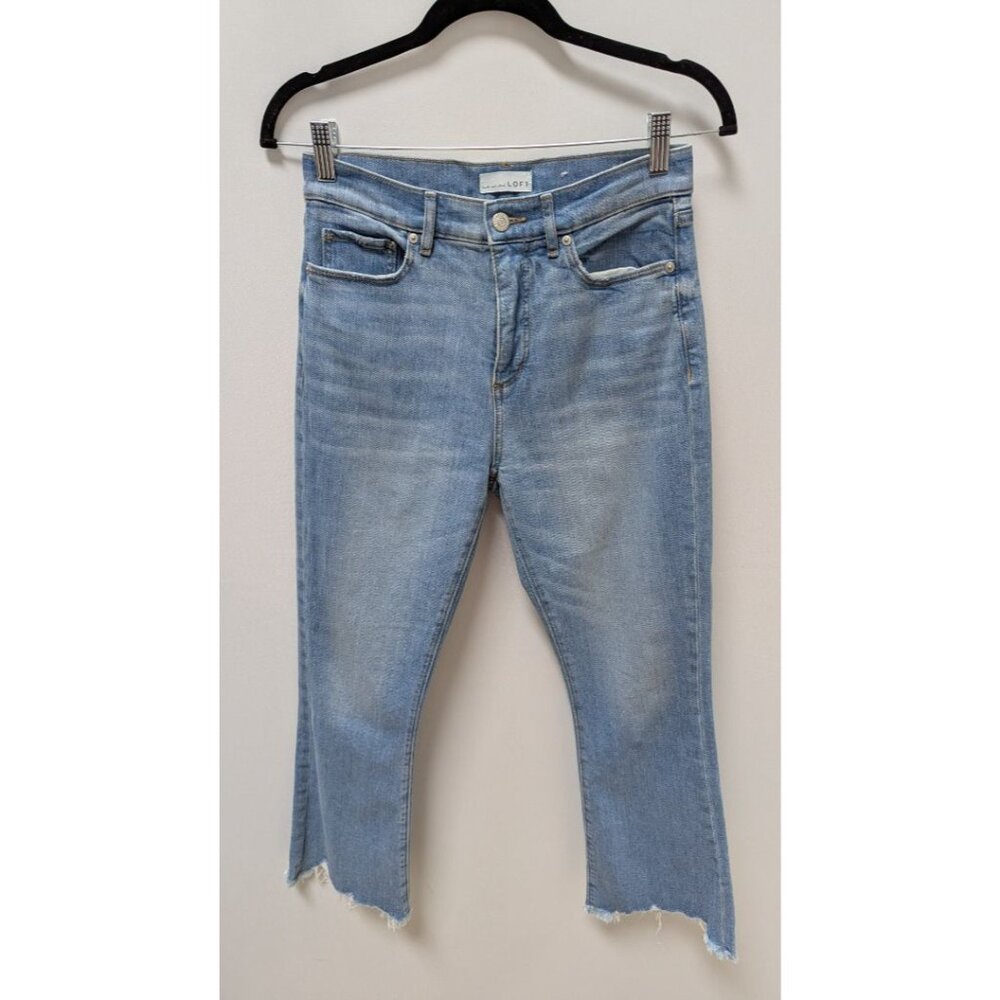 LOFT Light Wash "The Kick Crop" Distressed Jeans